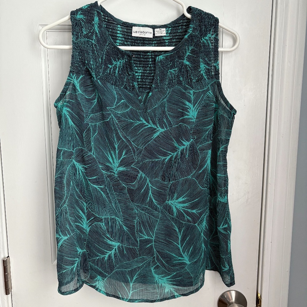 Liz Claiborne summery print blouse with camisole, Size MP
